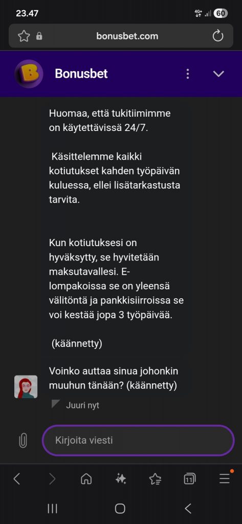 Asiakaspalvelu käytti kääntäjää