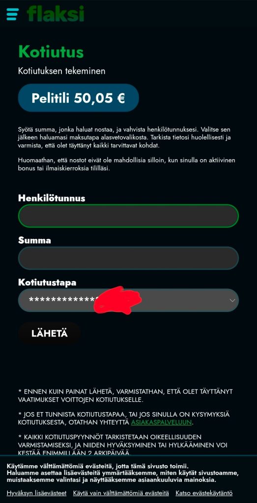 Kotiutus maksettiin hetkssä