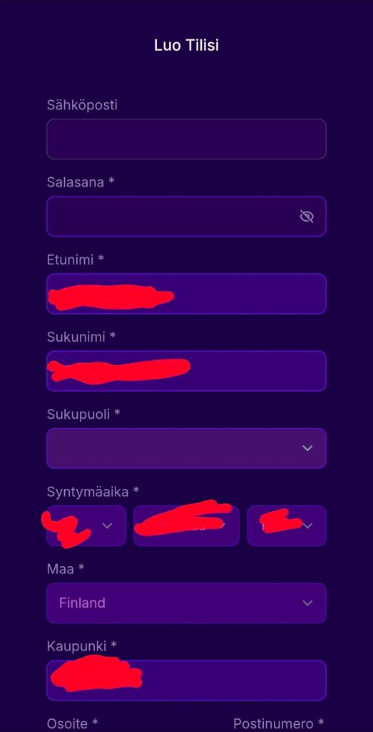 Sinun tulee vielä syöttää tietosi