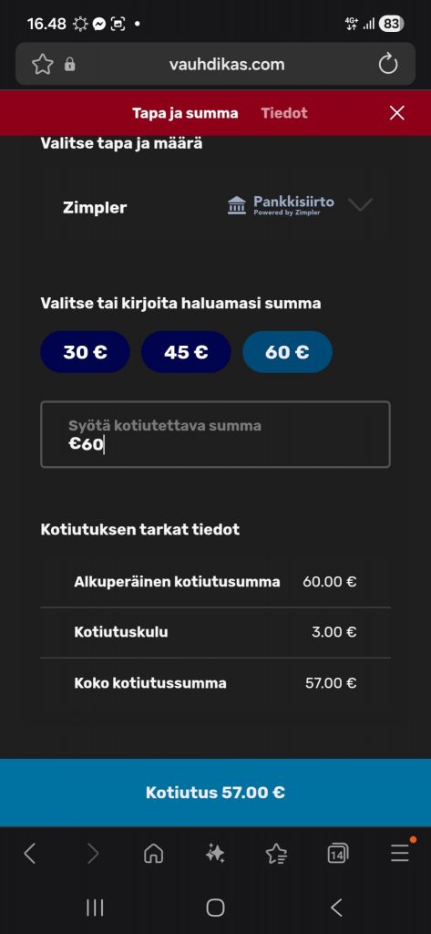 Jokainen nosto maksaa 3 euroa
